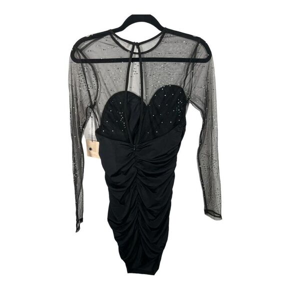NWT Superdown Black Milla Sparkle‎ Long Sleeve Mini Dress Size Small​ - Picture 4 of 11